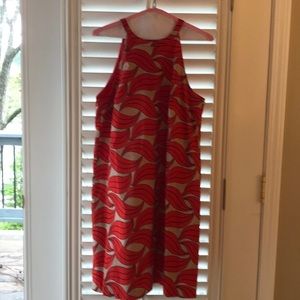 AT orange and navy halter sundress